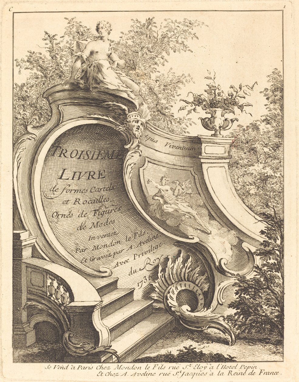 Troisieme livre de formes Cartels et Rocailles Titelpagina door Antoine Aveline