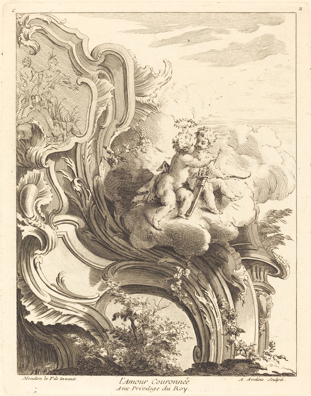 De gekroonde liefde door Antoine Aveline after Jean Mondon