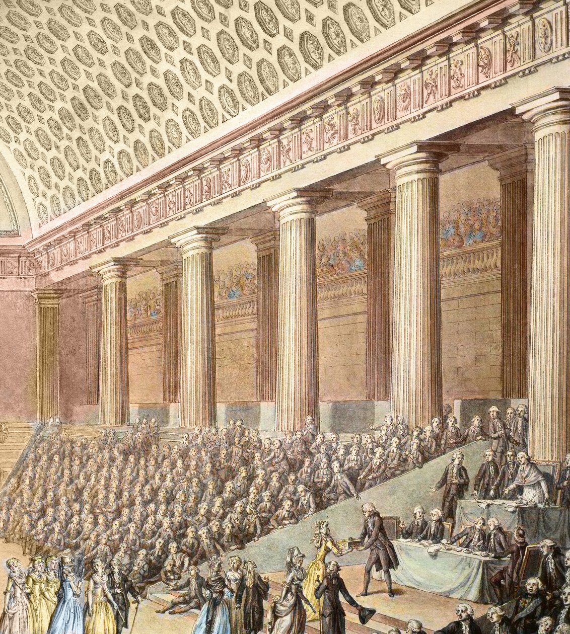 Franse Revolutie: Geschenk van sieraden door dameskunstenaars aan de Nationale Vergadering op 7 september door Antoine Borel