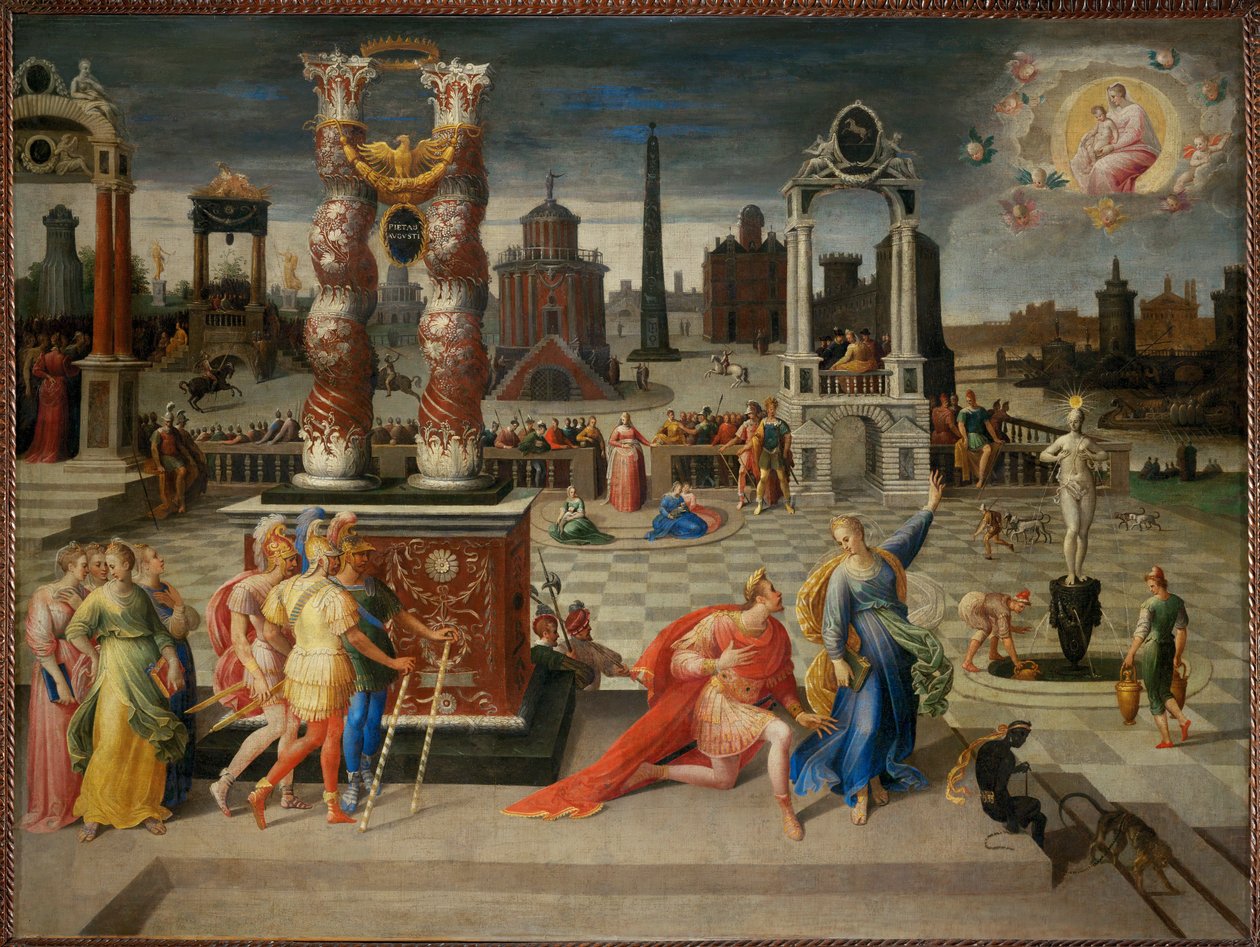 La Sibylle de Tibur. Keizer Augustus op zijn knieën ... door Antoine Caron