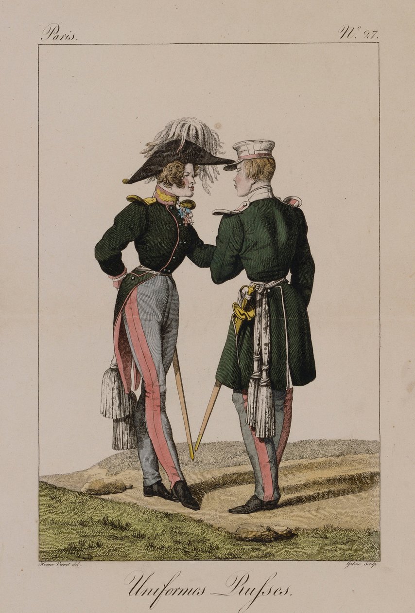 Russische uniformen door Antoine Charles Horace Vernet