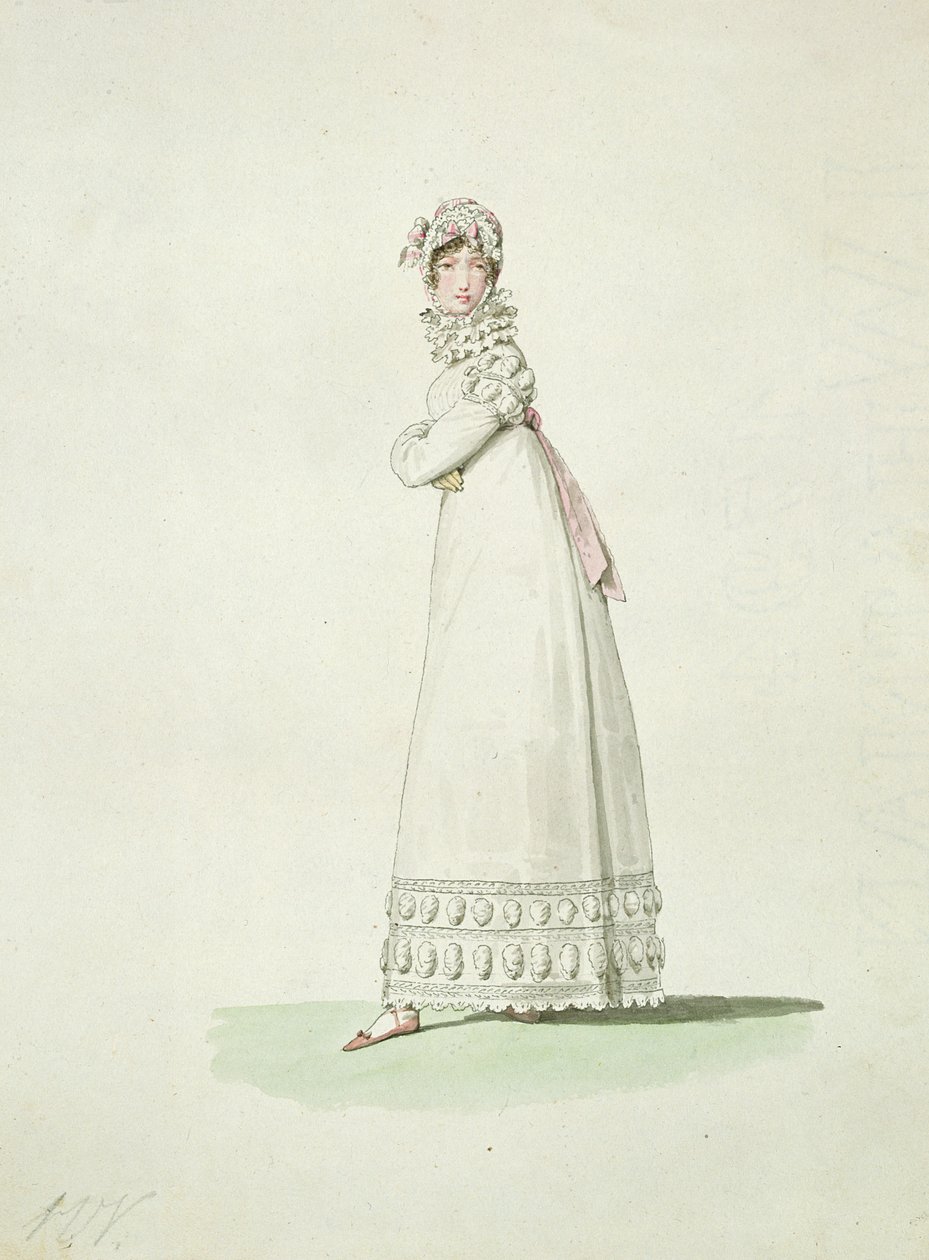 Elegante vrouw in een buitendress, illustratie uit 