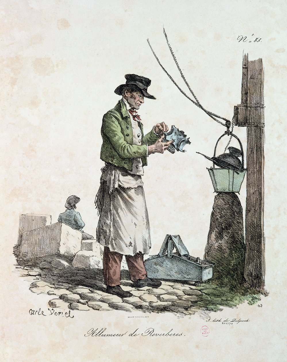 De Lantaarnopsteker, gegraveerd door François Séraphin Delpech (1778-1825) door Antoine Charles Horace Vernet