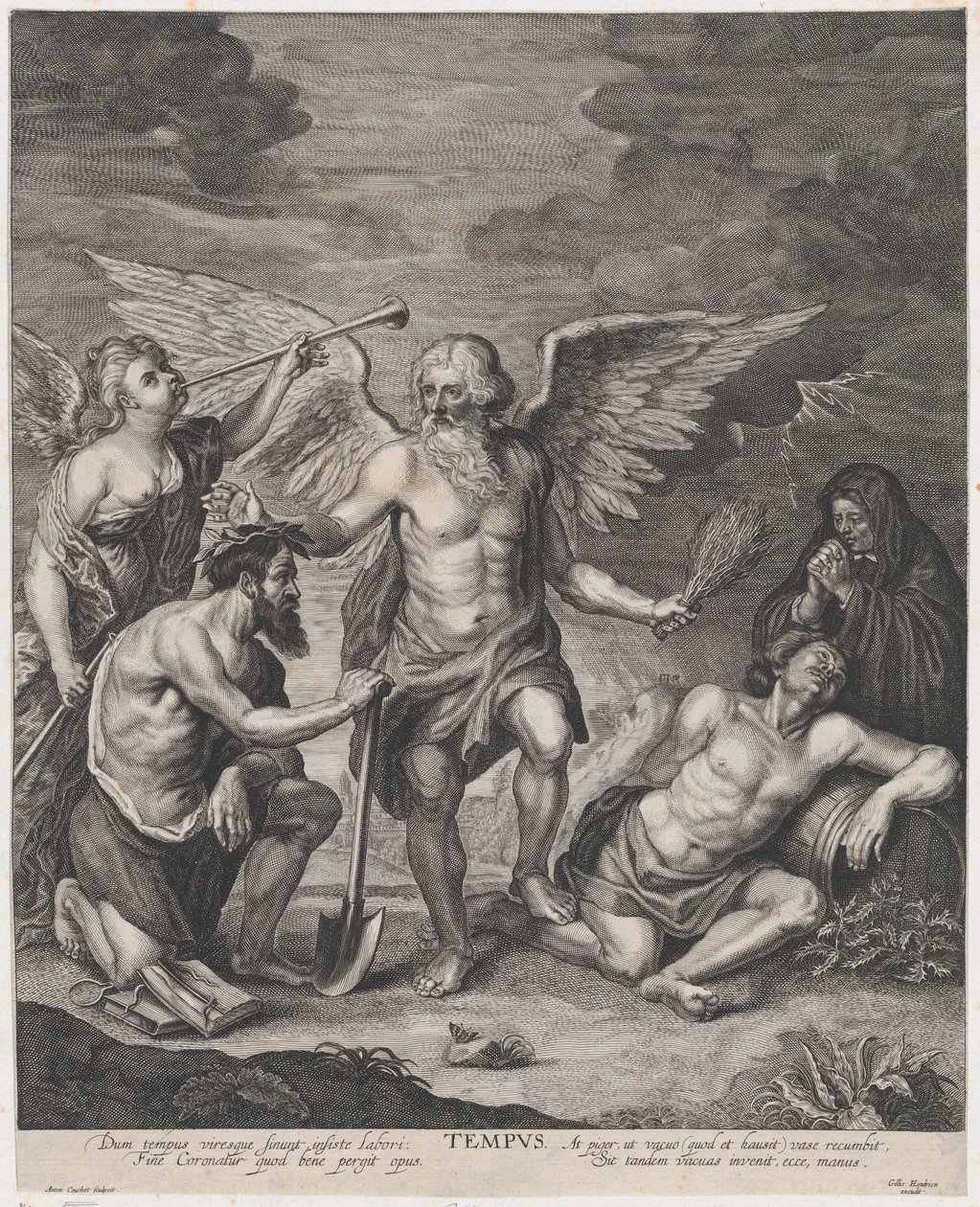 Tijd kroont Arbeid en straft Luiheid, ca. 1650-77 door Antoine Couchet