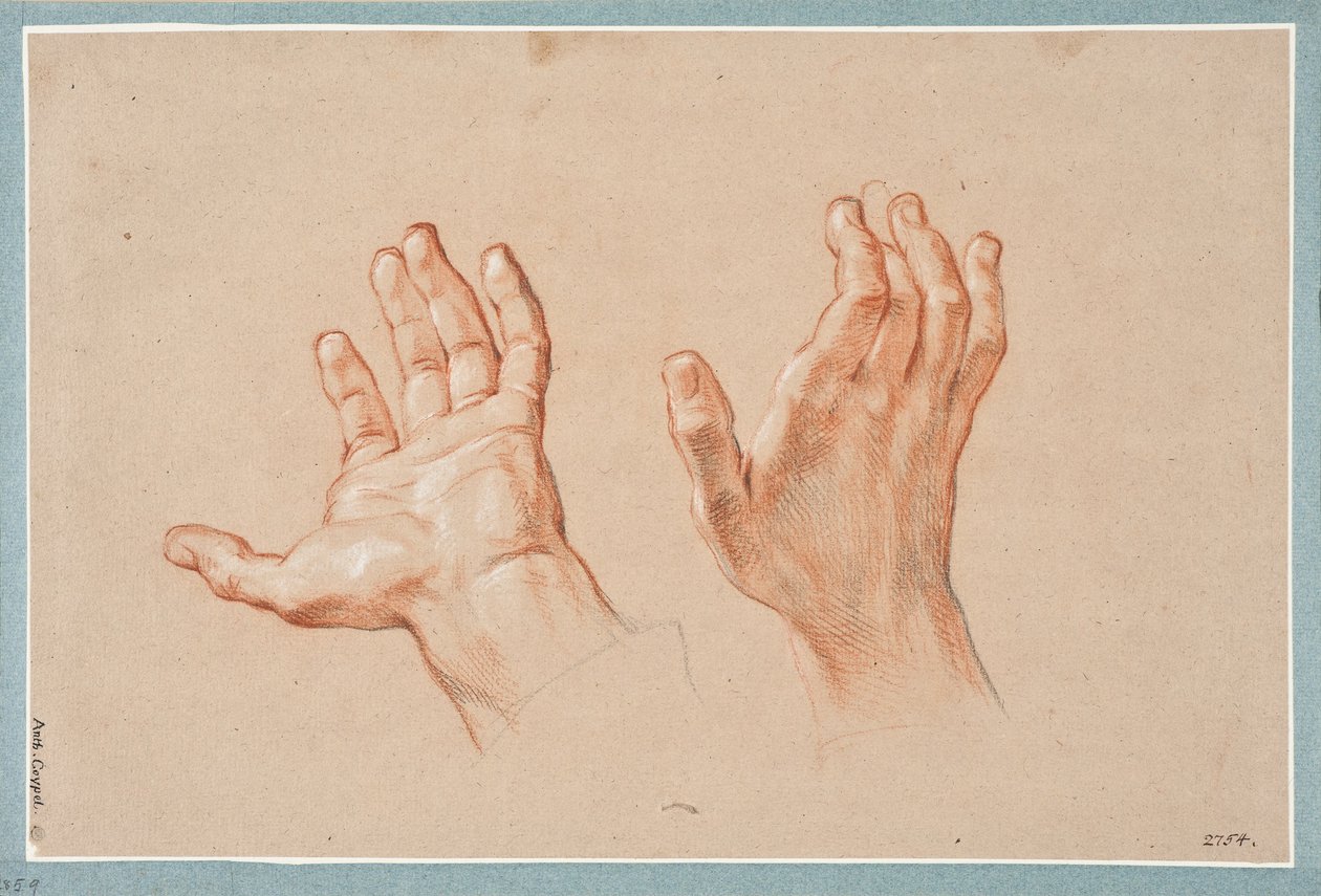 Studie von zwei Händen door Antoine Coypel