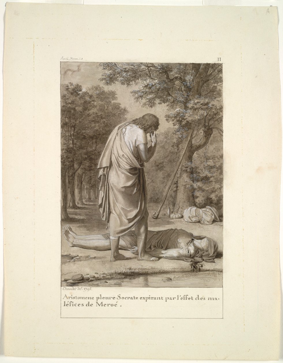 Aristomenes Rouwt om de Dood van Socrates door de Betovering van Meroë...De Gouden Ezel, 1795 door Antoine Denis Chaudet