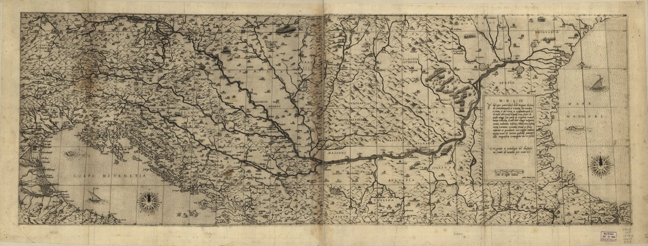 Relief getoond picturaal. Sommige kaarten volledig in het Italiaans, sommige kaarten volledig in het Latijn. Titel afgeleid door catalogiseerder van titelpagina van gebonden Lafrery-atlas. Zeventien losse bladen die voorkomen in atlassen verkocht door Anto door Antoine; Forlani Lafréry