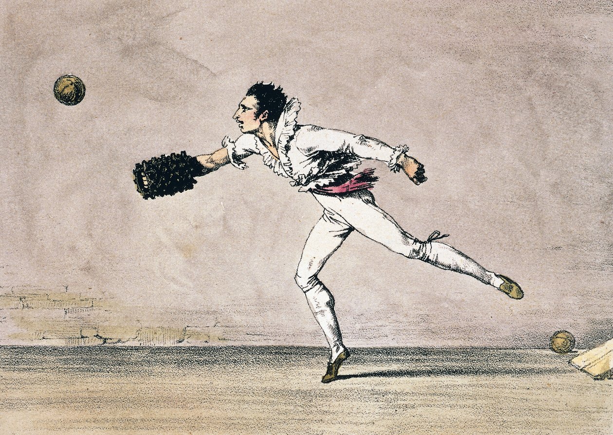 Het balspel, kleur lithografie uit Een jaar in Rome en omgeving door Antoine Jean Baptiste Thomas