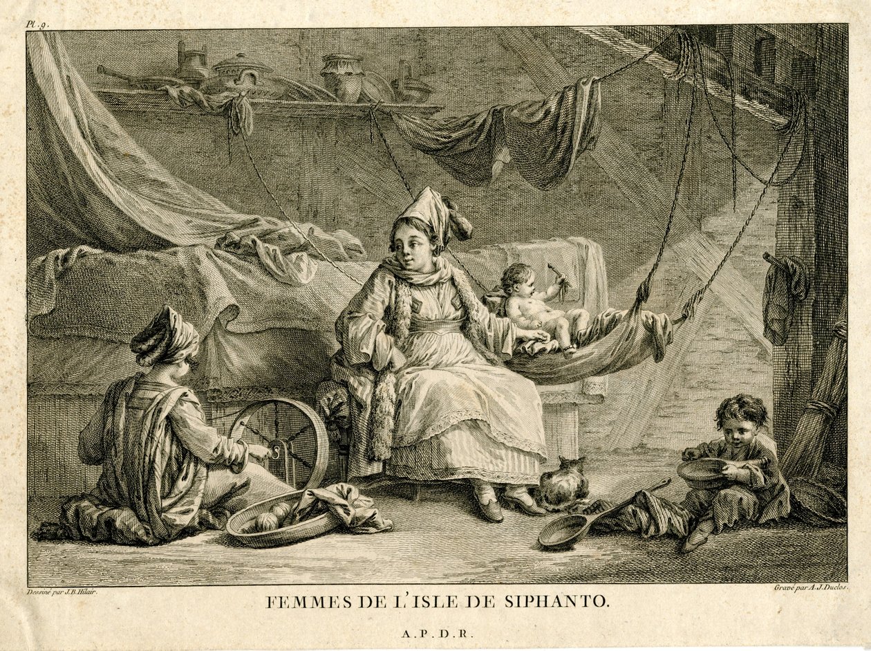 Vrouwen van het eiland Siphanto, naar Jean-Baptiste Hilair (1753-1822) door Antoine Jean Duclos
