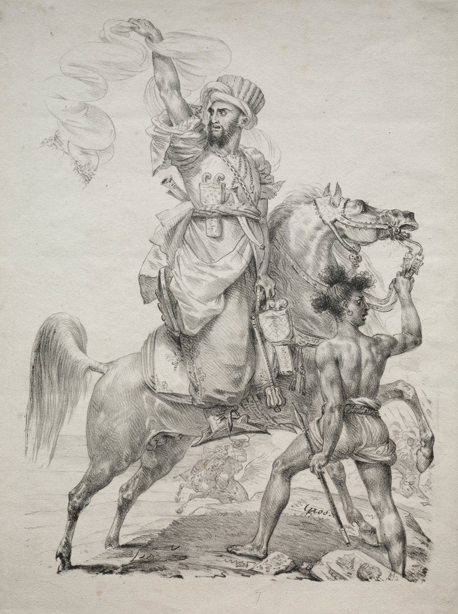 Een Mamelukse Leider te Paard Roept om Hulp door Antoine Jean Gros