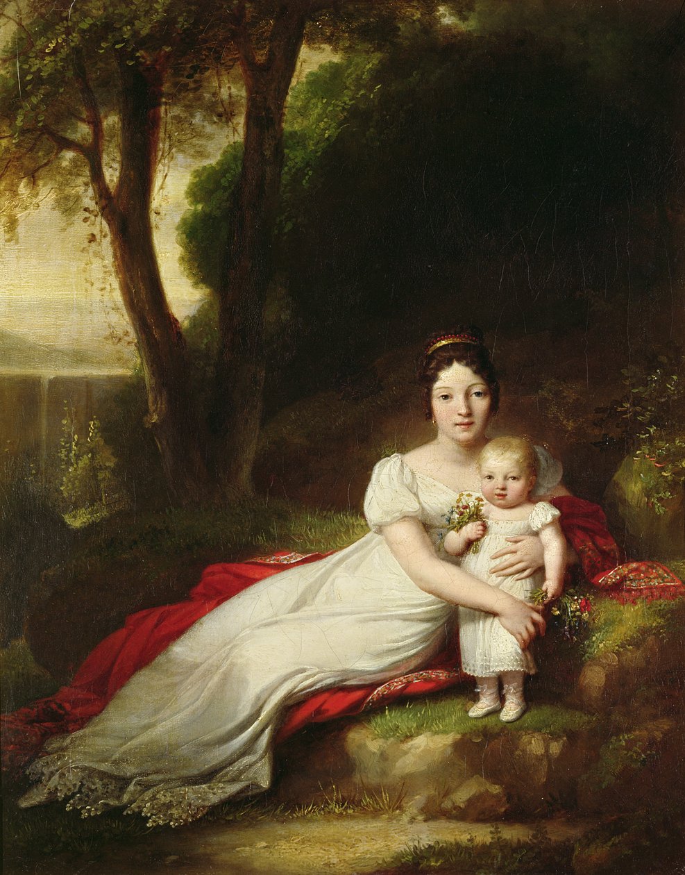 Hortense Eugenie de Beauharnais, Koningin van Holland, met haar zoon Charles Louis Napoleon Bonaparte, de toekomstige Napoleon III door Antoine Jean Gros