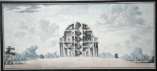 Ontwerp voor een huis voor een kosmopoliet, 1783 (detail) door Antoine Laurent Thomas Vaudoyer