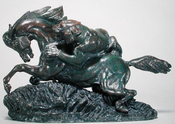 Paard verrast door een tijger door Antoine Louis Barye