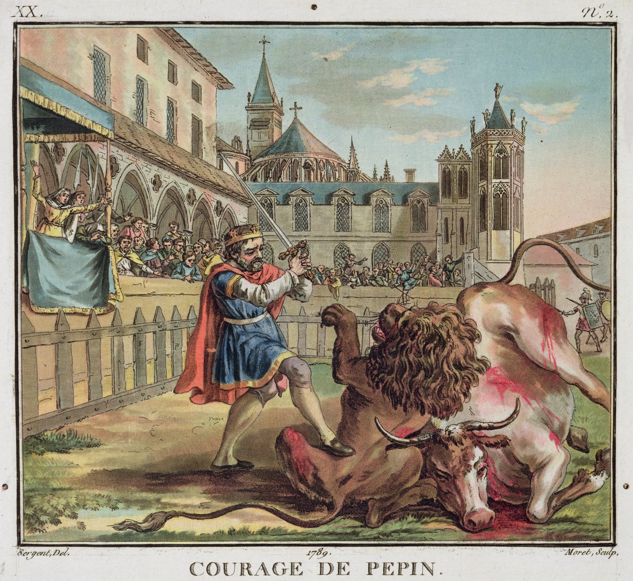De Moed van Pepijn, gegraveerd door Jean Baptiste Morret 1789 door Antoine Louis Francois (after) Sergent Marceau