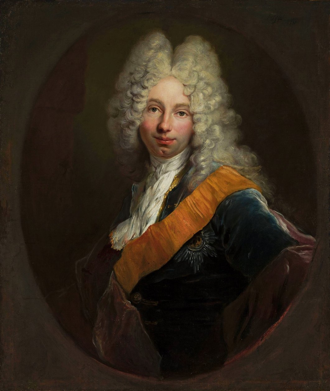 Pools:  Friedrich Wilhelm Kettler (1692-1711) (Portret mężczyzny w peruce i z orderem Czarnego Orła0 Friedrich Wilhelm Kettler (1692-1711) (Portret van een man met een pruik bij de Orde van de Zwarte Adelaar) door Antoine Pesne