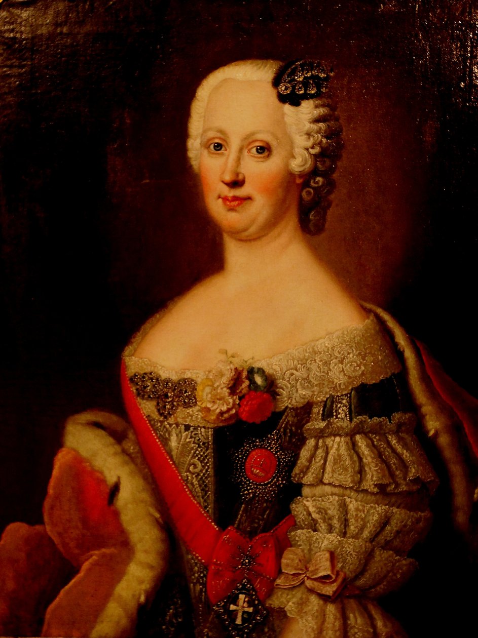 Portret van Johanna-Elizabeth, keurvorstin van Anhalt-Zerbst 1712-1760, moeder van Catharina II, 1740s door Antoine Pesne