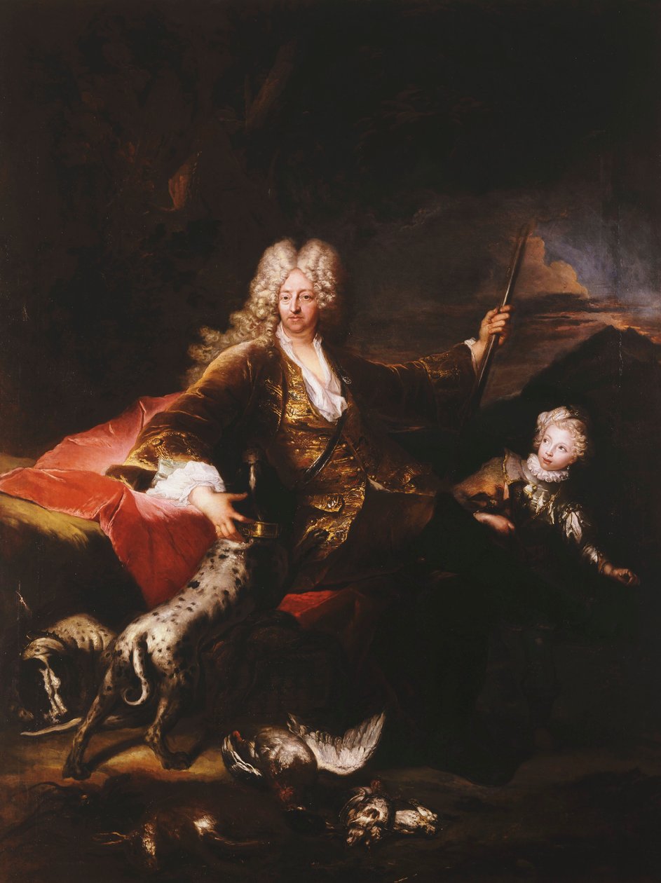 Portret van de Markies Paolo Corbelli, zittend op een bank aan de rand van een bos, 1709 door Antoine Pesne