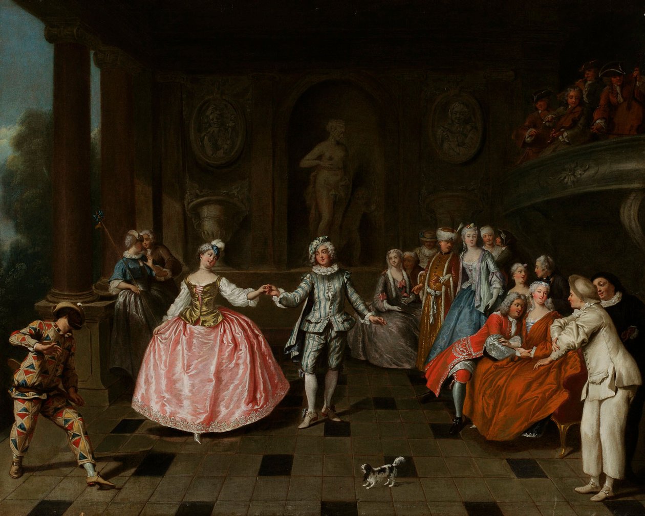 Het gemaskerde bal door Antoine Pesne