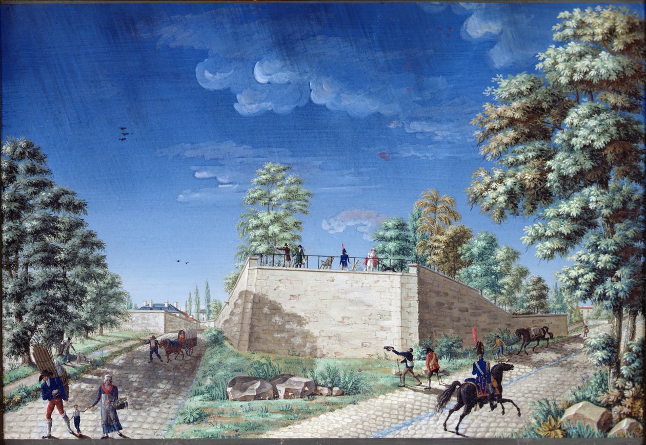 Uitzicht op een terras aan de rand van Parijs, ca. 1810 door Antoine Pierre Mongin