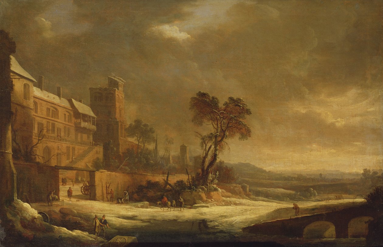 De maand januari, sneeuweffect, 1699 door Antoine Pierre the Younger Patel