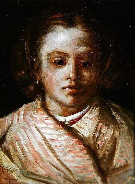 Portret van een kind door Antoine Vollon