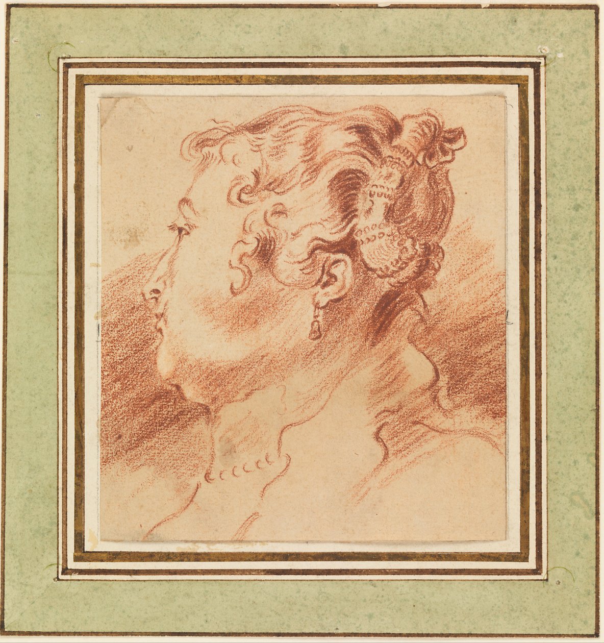 Studie van het Hoofd van een Vrouw door Antoine Watteau