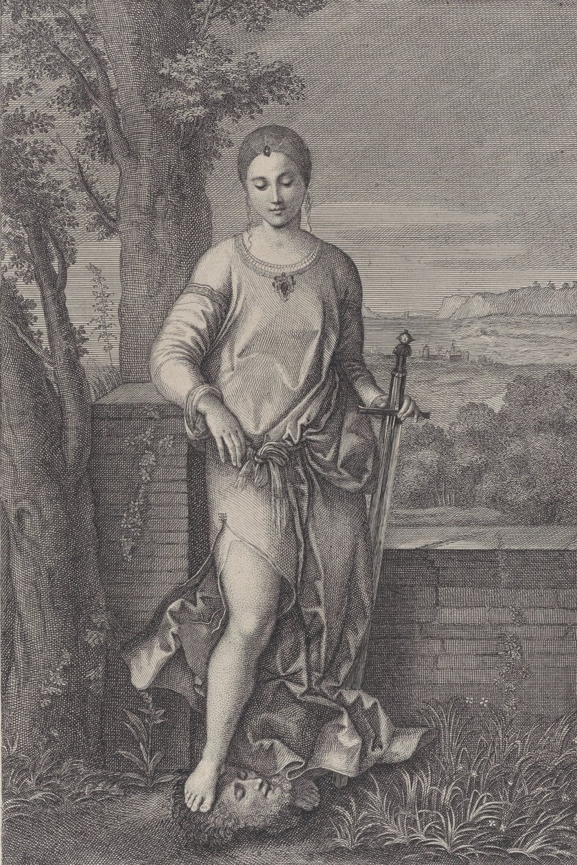 Judith staand met haar voet op het hoofd van Holofernes, ca. 1729 door Antoinette Larcher