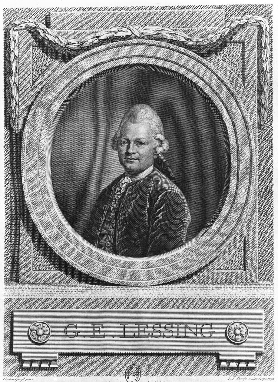 Portret van Gotthold Ephraim Lessing (1729-81) gegraveerd door Johann Friedrich Bause (1738-1814) 1772 door Anton Graff
