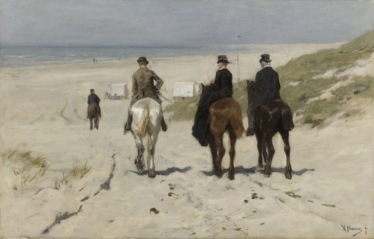 Ochtendrit op het strand door Anton Mauve