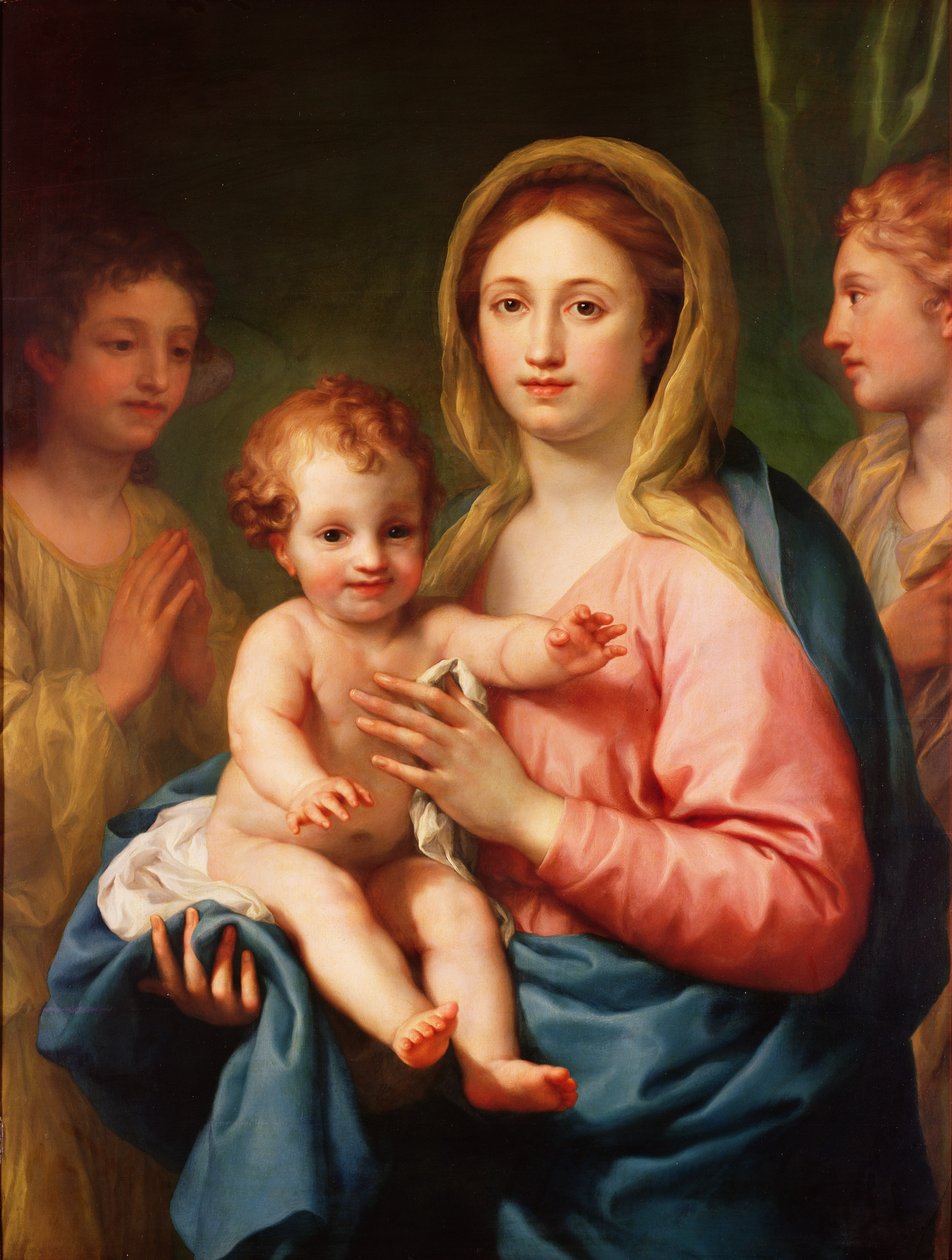 Madonna en Kind met Twee Engelen, 1770-73 door Anton Raphael Mengs