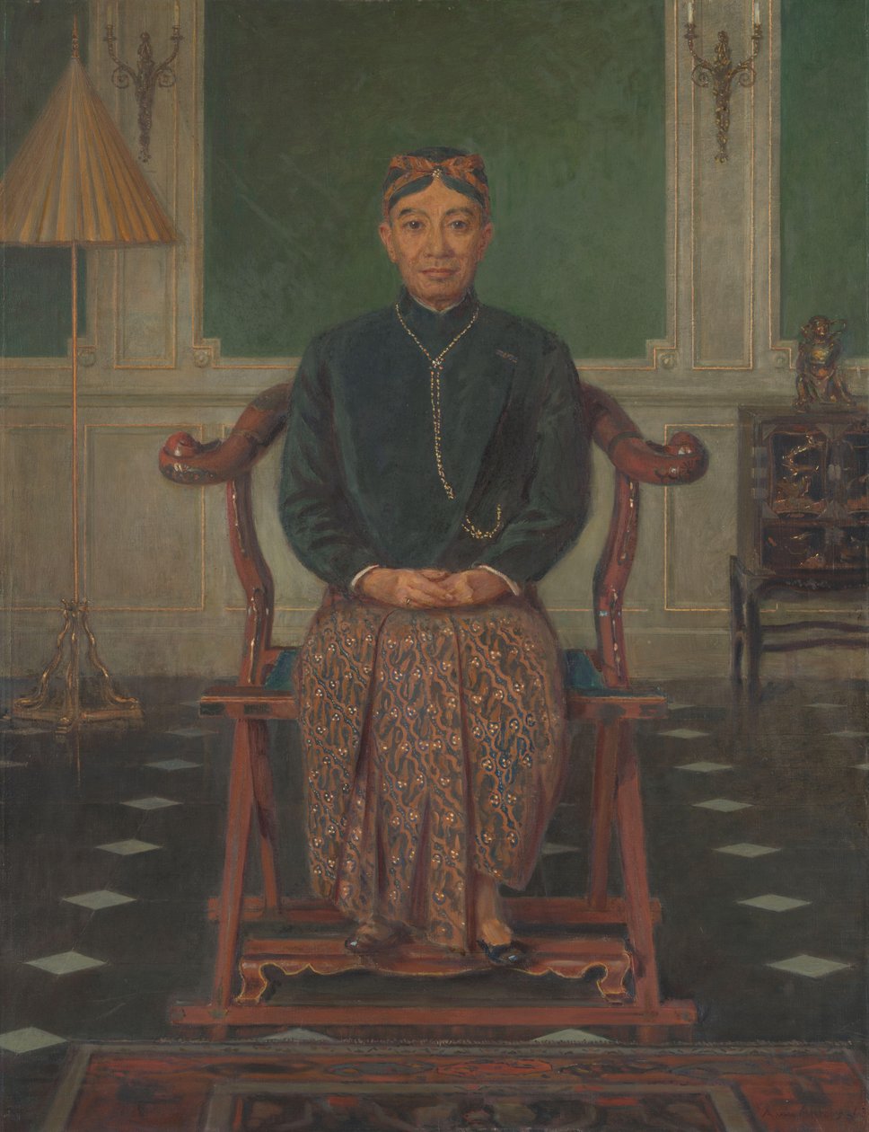 Portret van Pangeran Ario Soejono, minister zonder portefeuille in oorlogskabinet te Londen door Anton Abraham van Anrooy