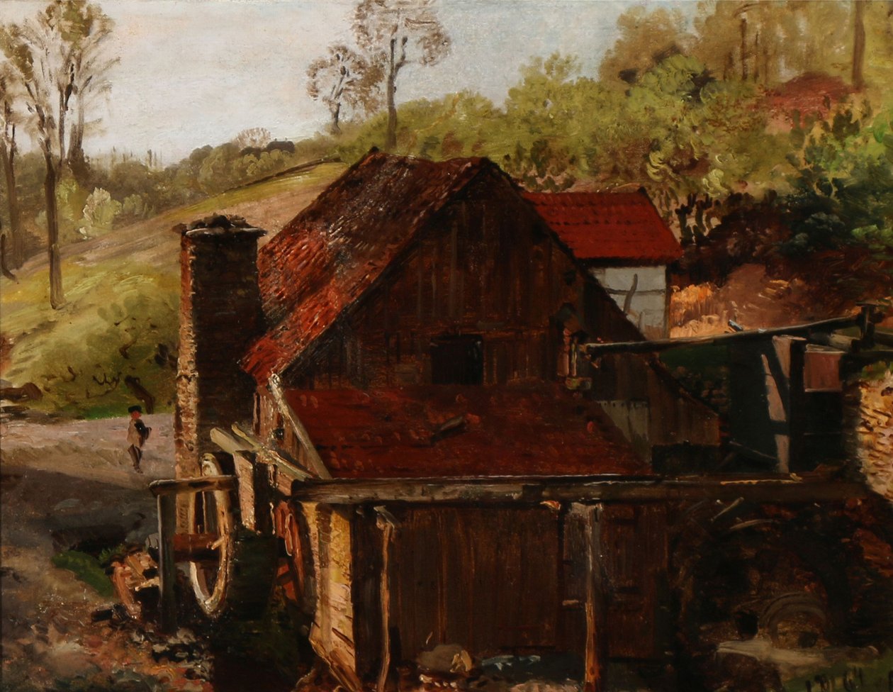 Deens: Zak en Vandmølle Achter een watermolen door Anton Eduard Kieldrup