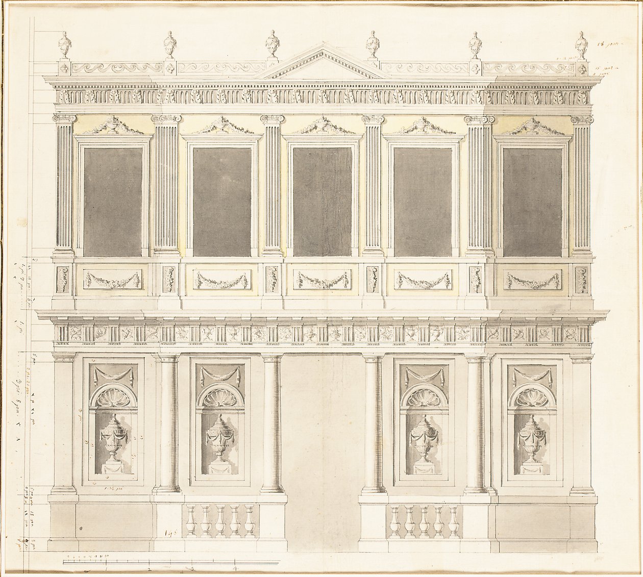 Een paviljoen elevatie voor het Sultana Hadigé paleis in Defterdar Bournou door Anton Ignaz Melling