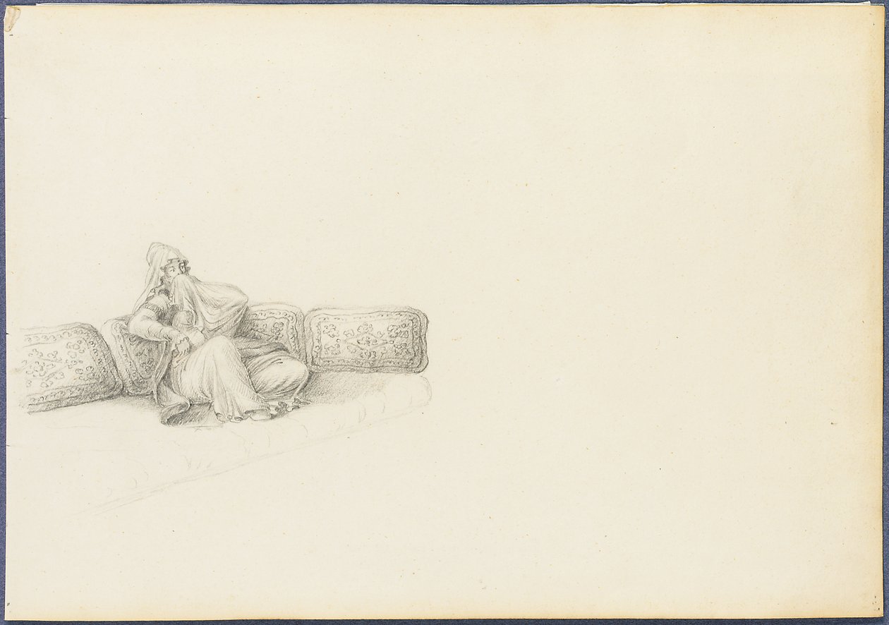 Vermoedelijk portret van Sultana Hadigé zittend op een bank door Anton Ignaz Melling