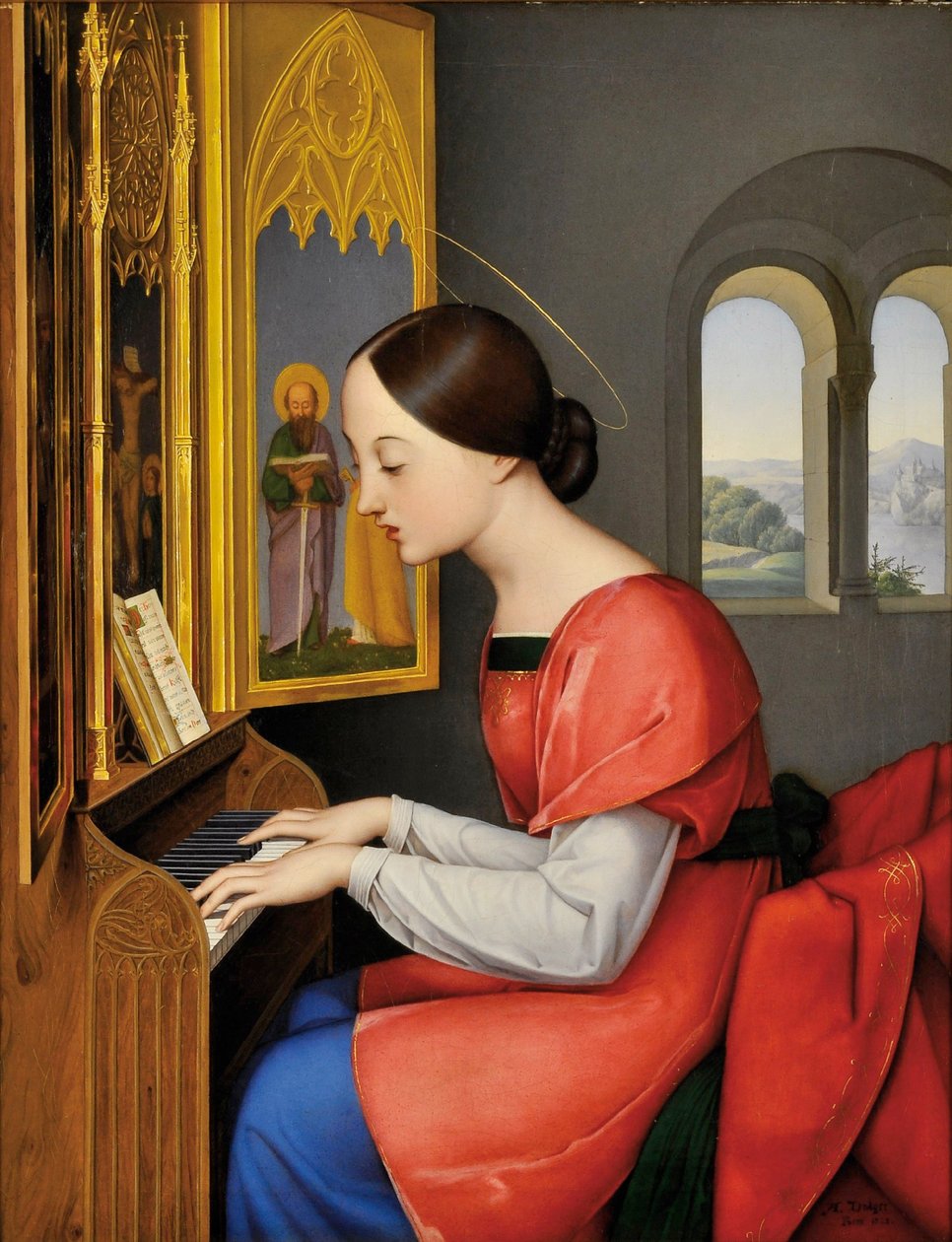 Sint Cecilia van Rome speelt orgel door Anton Josef Dräger