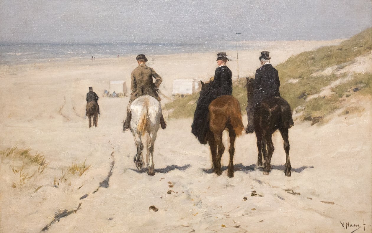 Ochtendrit langs het strand door Anton Mauve