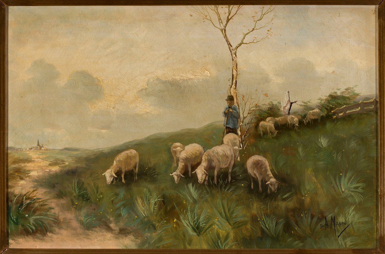 De herder en de schapen door Anton Mauve