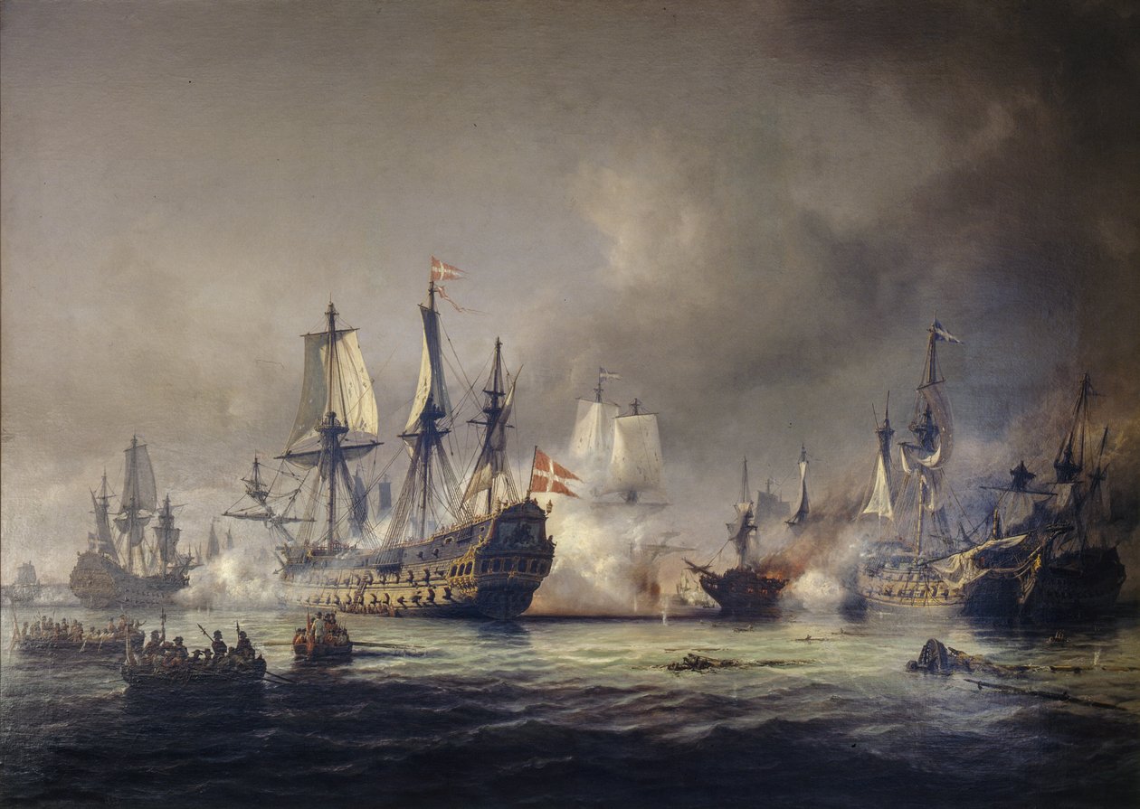 Een episode van de zeeslag in de Baai van Køge 1677 door Anton Melbye
