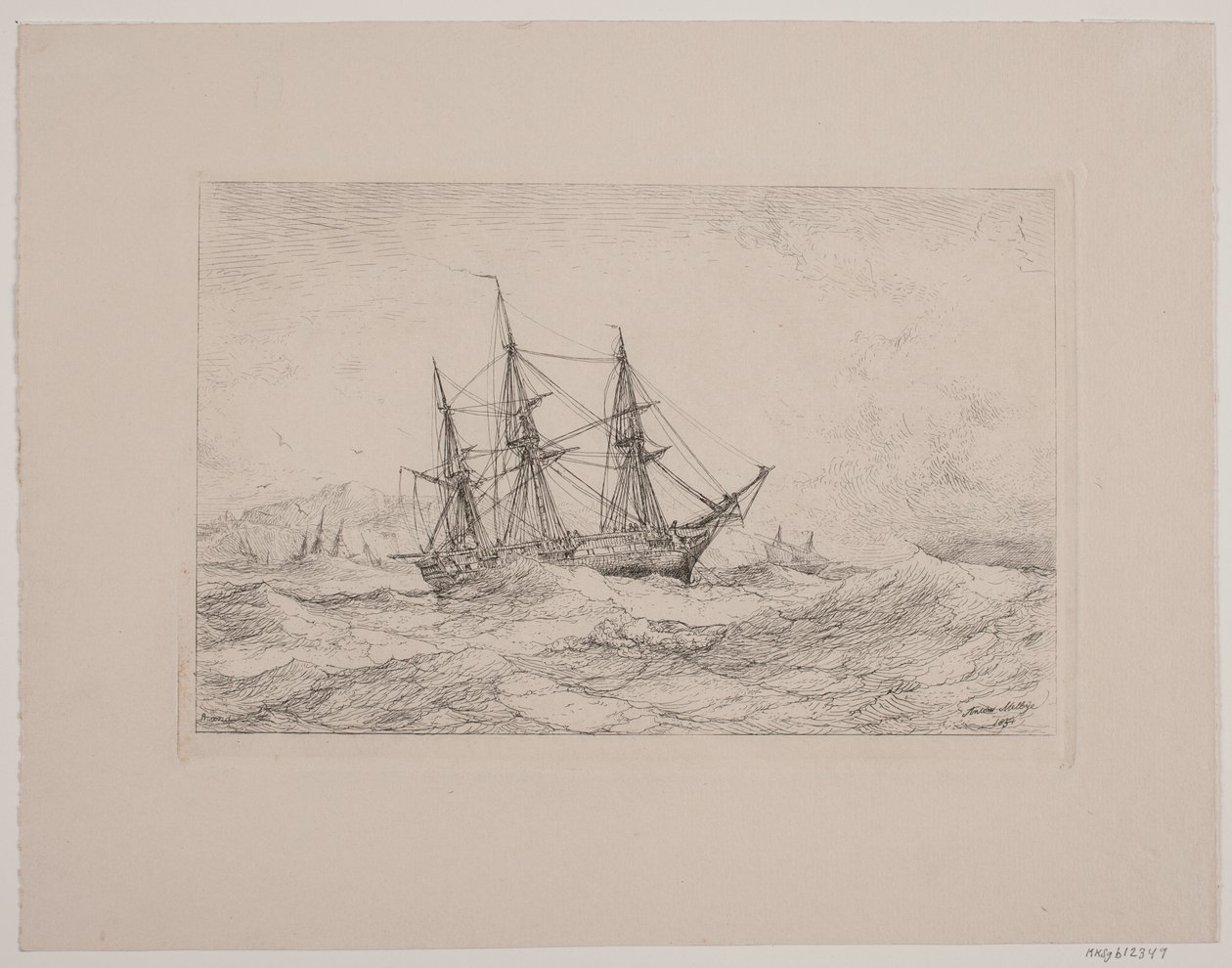 Een fregatschip voor de Noorse kust door Anton Melbye