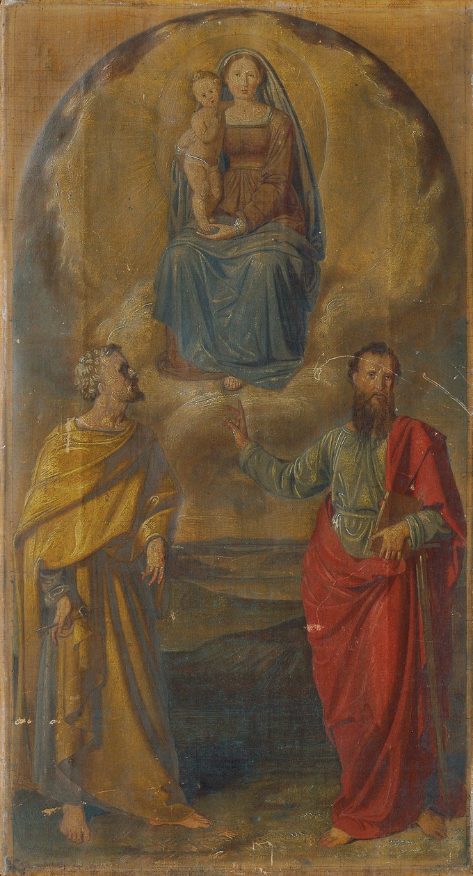 Maria met Jezuskind en de Heiligen Petrus en Paulus door Anton Psenner