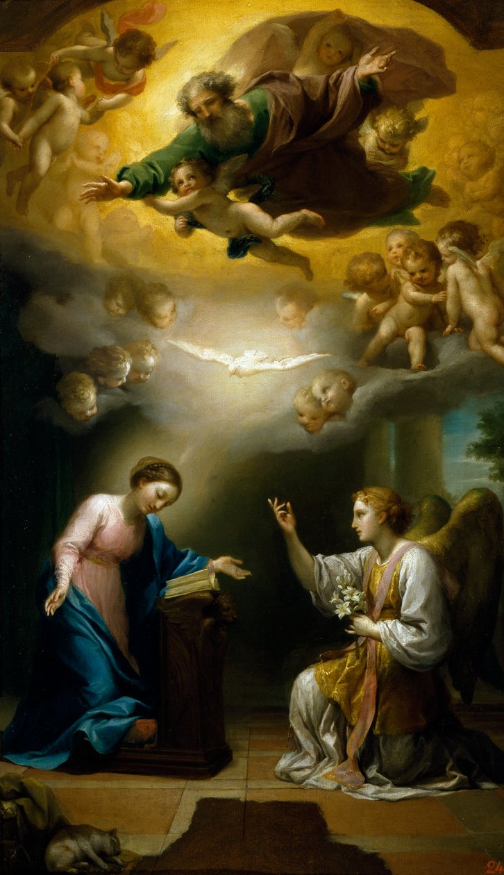 Aankondiging, door Anton Raphael Mengs, circa 1767 door Anton Raphael Mengs