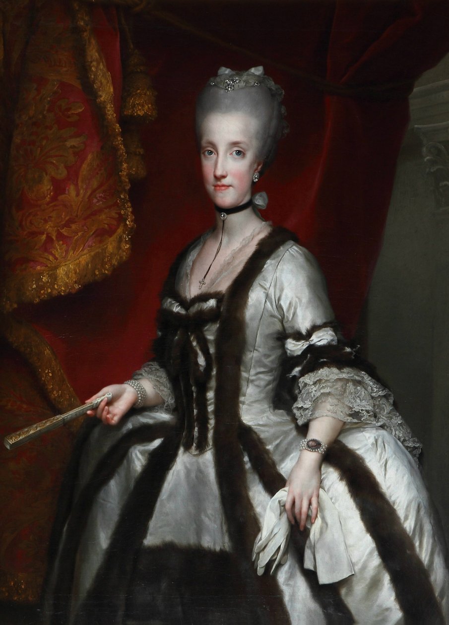 Portret van Maria Carolina van Oostenrijk door Anton Raphael Mengs