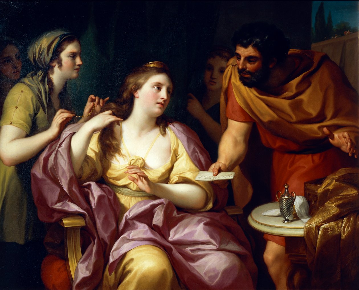 Semiramis verwelkomt het nieuws van de opstand van Babylon door Anton Raphael Mengs