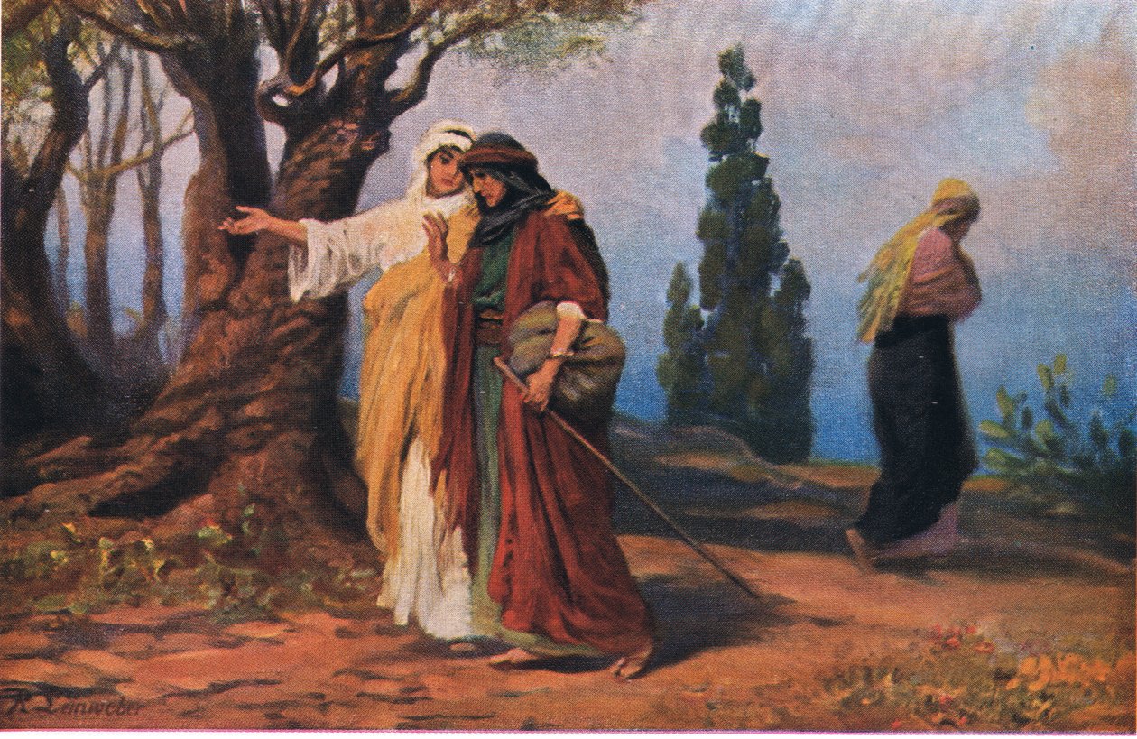 Naomi en Ruth, uit Hulberts Verhaal van de Bijbel uitgegeven door The John Winston Company, 1932 door Anton Robert Leinweber