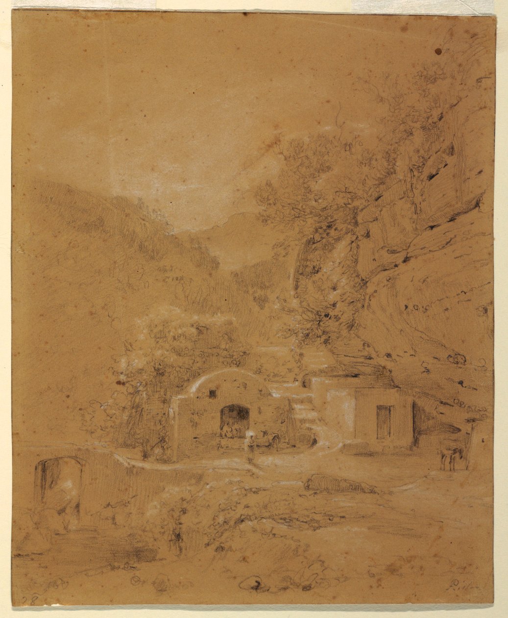 Landschapszicht tussen Napels en Salerno door Anton Sminck Pitloo