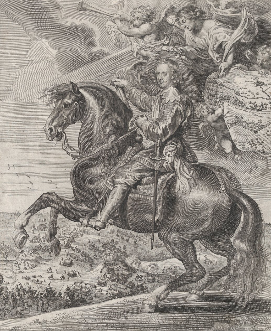 Portret van Kardinaal-Infant Ferdinand van Oostenrijk, te paard, ca. 1630-54 door Anton van der Does