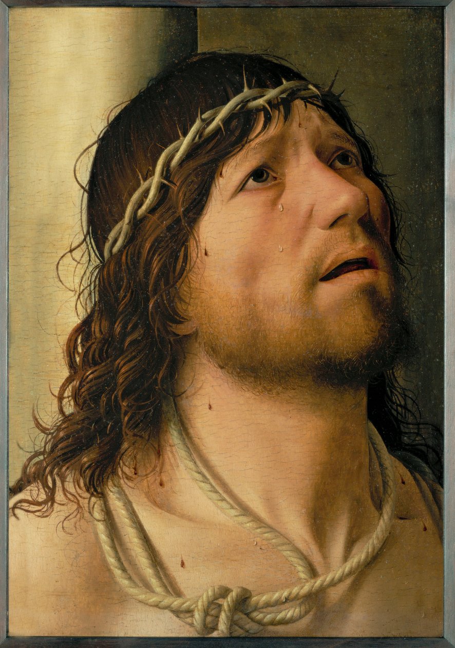 Christus aan de schandpaal (olieverf op hout) door Antonello da Messina