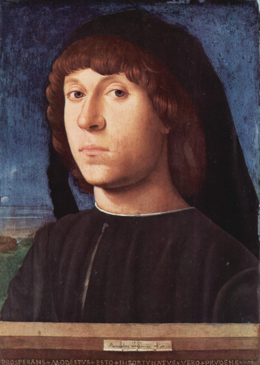 Portret van een jonge man door Antonello da Messina