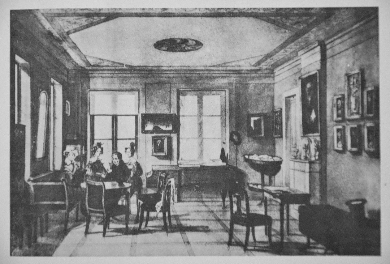 Een kamer in het appartement van de familie Chopin in Krakowskie Przedmieście door Antoni Kolberg