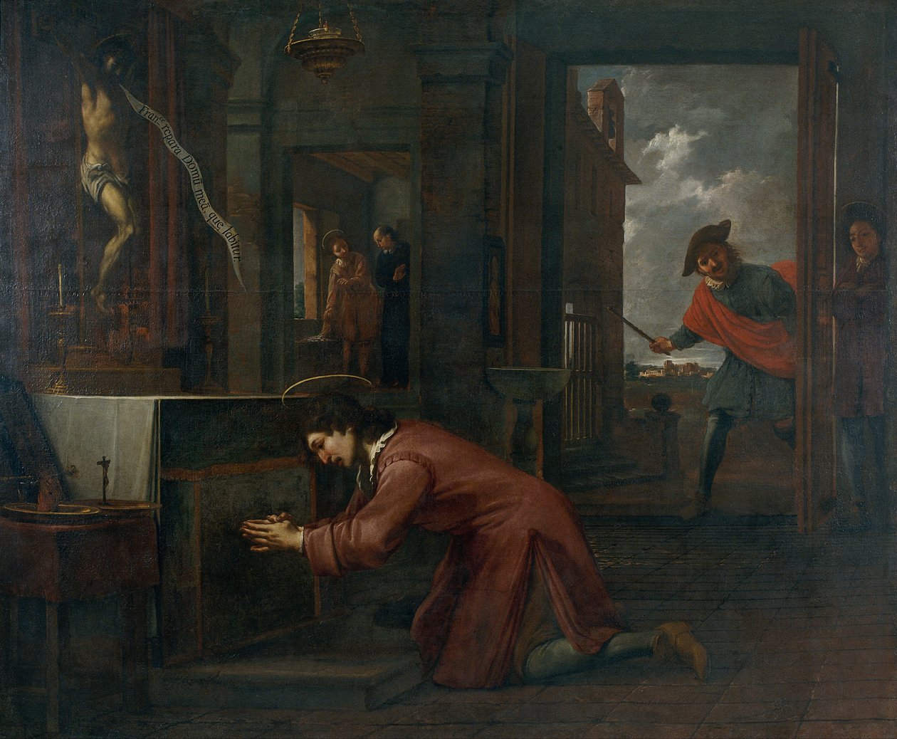 Sint Franciscus ontvangt de Opdracht van het Kruisbeeld in Sint Damian om het Huis van God te Herstellen door Antoni Viladomat Y Manalt